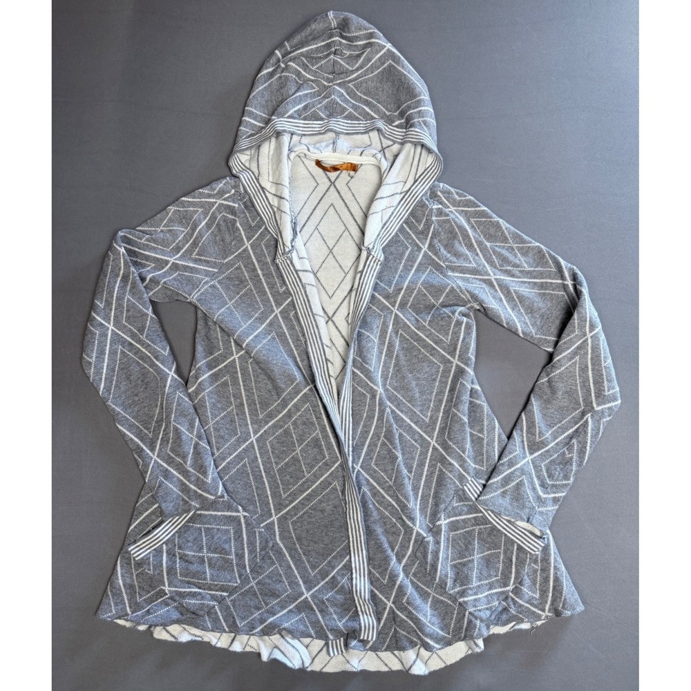 Belldini Gray Diamond Pattern Hooded Cardigan Sweater‎ Lightweight  Casual Comfy